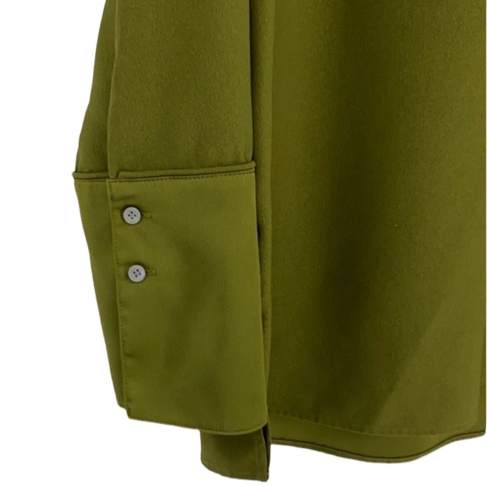 J Crew Green SZ M Tunic V Neck Satin Trim Top blouse SZ M - Picture 5 of 10